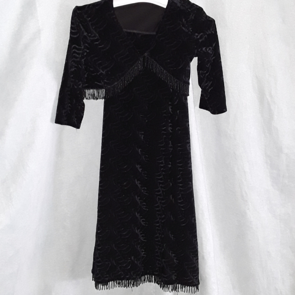 J. K. collection black velour dress set beads